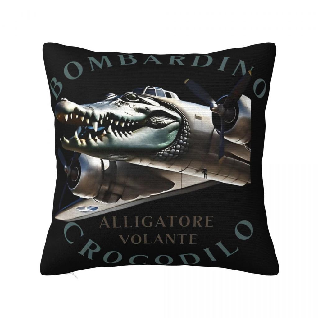 Meme Brainrot Bombardino Crocodilo Poszewka na poduszkę Pokrowiec na poduszkę Kreatywny Zamek Błyskawiczny Poszewka na poduszkę do rzucania Pokrowiec na siedzisko 45x45cm