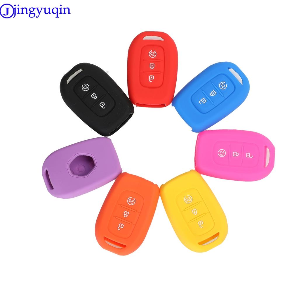 Jingyuqin 3 Buttons Silicone Remote Key Fob Case Cover For Renault Duster Sandero Logan Clio Captur Laguna Scen 2015 2016 2017