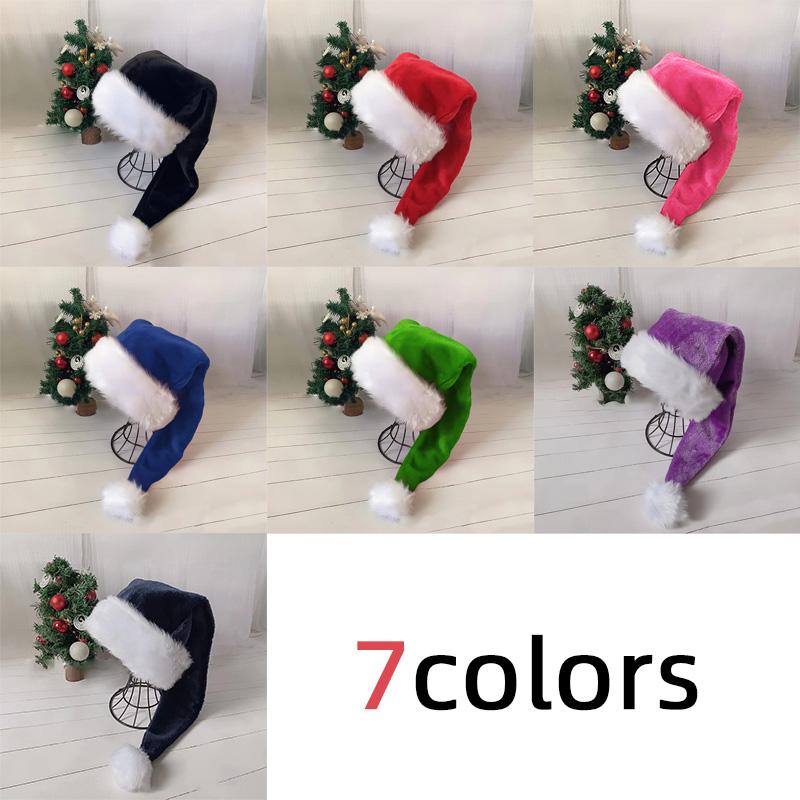 New Year 2025 75Cm White Fur Adult Christmas Hat Party High Quality Fur Xmas Cap Children Adult Plush Home Party Decoration