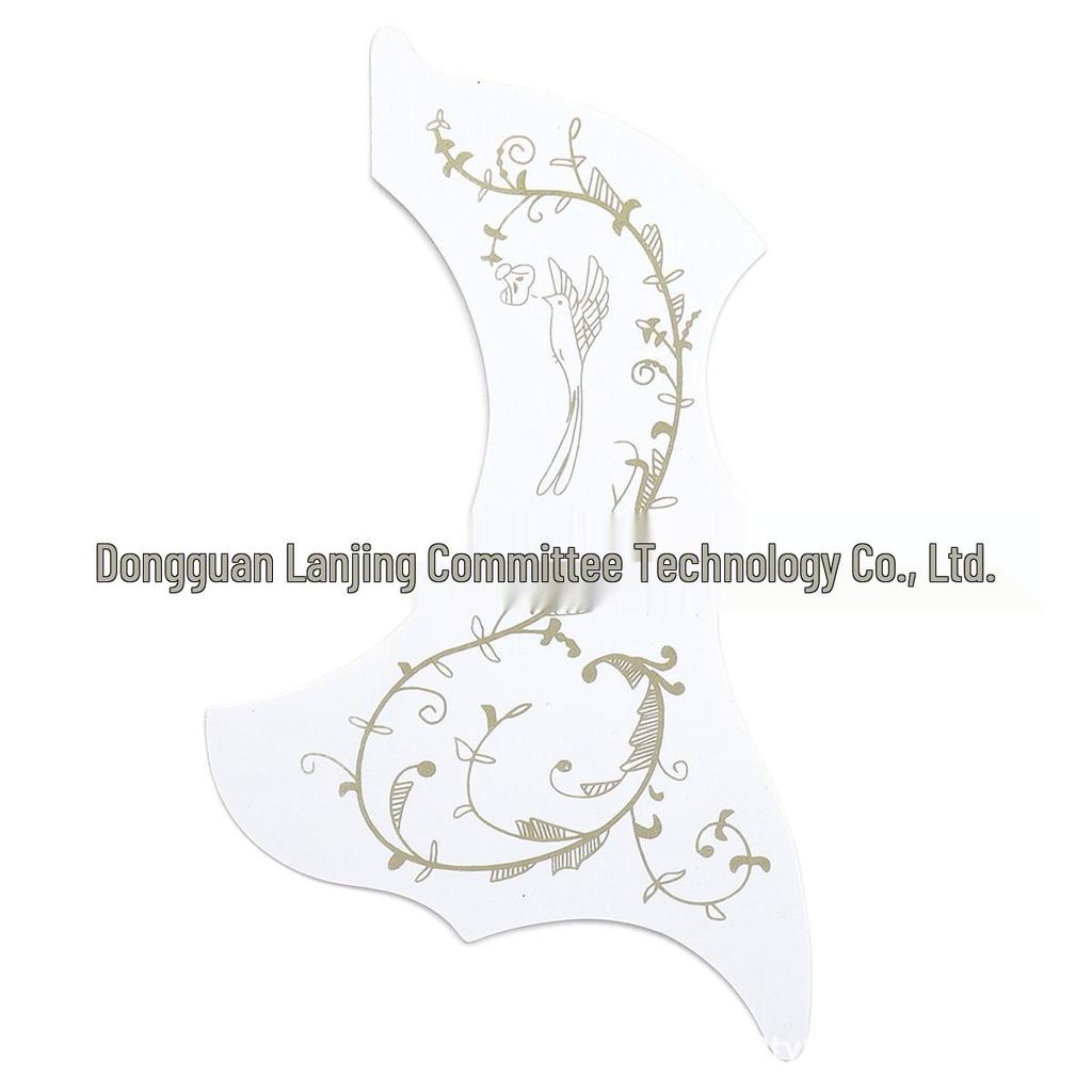 40-41 Zoll Linke/Rechte Hand Blumengemaltes und Vogelbemaltes Holzgitarren-Schlagbrett mit Kratzschutz & Kleberückseite