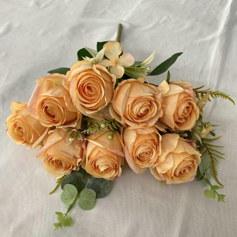 Wedding Rose Bridal Bouquet Artificial Flower For Home Decor And Photography Props