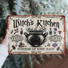 Vintage "Witch's Kitchen" Metal Tin Sign - Rustic Iron Wall Art for Halloween Decor