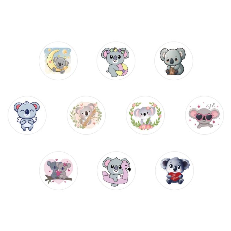 100-500Pcs Cute Koala Bear Stickers Sealing Animal Kids Sticker Decor Circle Seal Label Birthday Reward Gift Stationery Sticker
