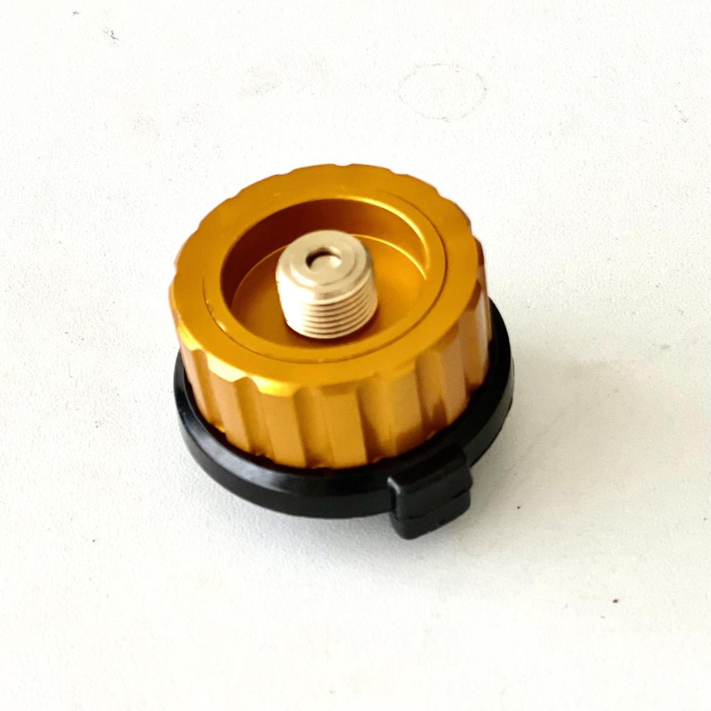 Portable Self-Locking Gas Tank Adapter with Anti-Roll Bracket for Camping Stoves