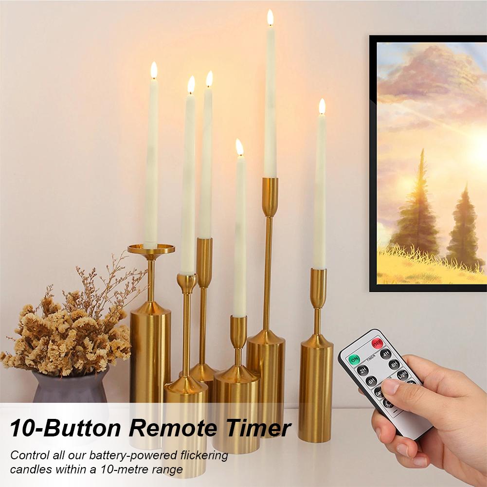 6/12Pcs LED Flameless Taper Candles Lights Battery Powered Flickering Flameless LED Taper Candles Light for Home Wedding Party