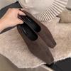 Retro Suede Square Head Low-heeled Single Shoes Women's Autumn and Winter 2025 New Soft Leather Versatile Commuter Grandma Women's Single Shoes