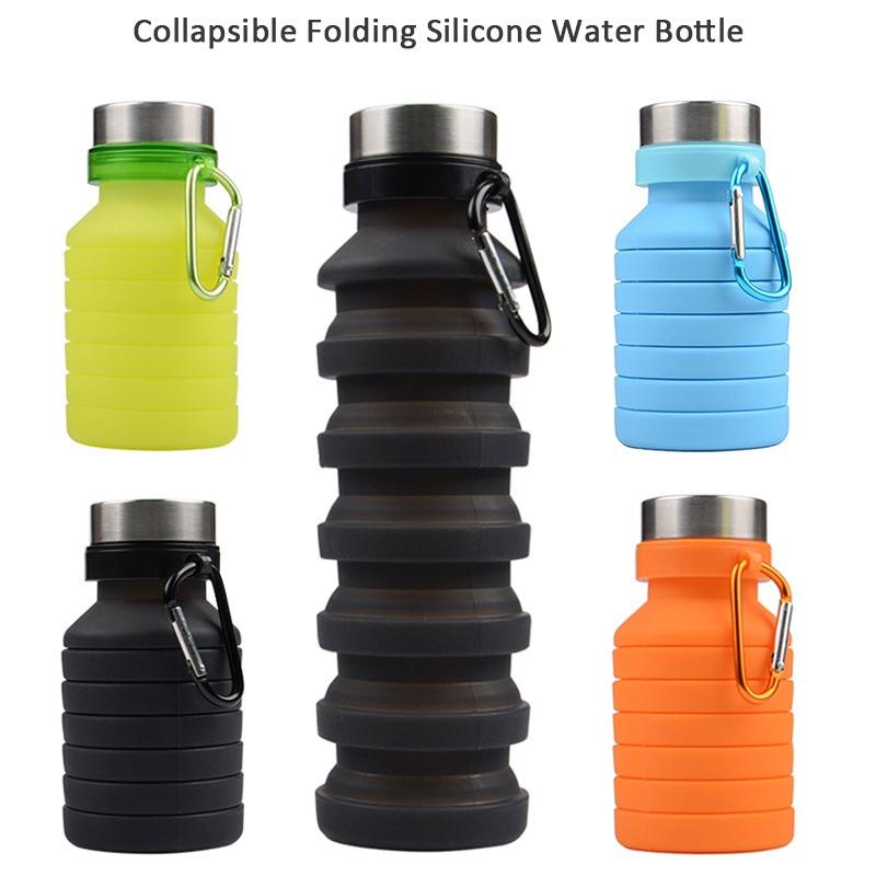 Kreativer Sport-Silikon-Wasserbecher mit Tragegriff, einziehbar, faltbar, tragbar, Silikonbecher für den Außenbereich, praktischer Wasserbecher