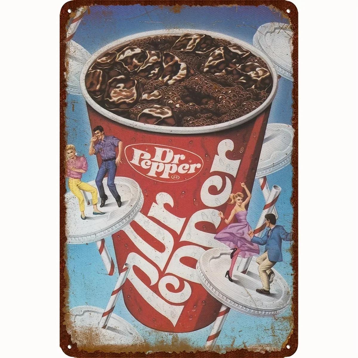

Vintage Dr Pepper Metal Sign Retro Wall Art Decor For Man Cave Pub Bar Garage Kitchen Bathroom And Office Dec 20x30cm（7.8x11.8inch）