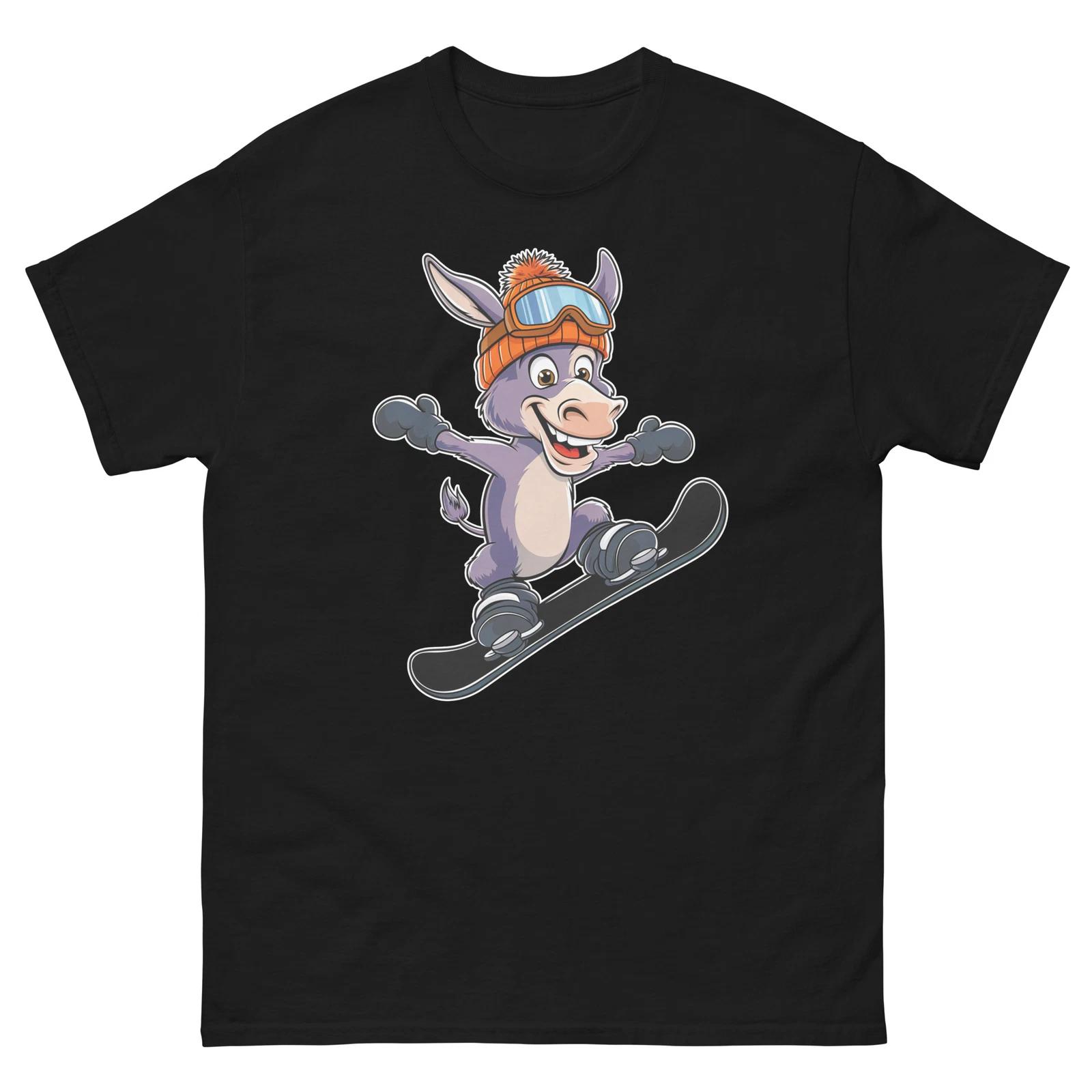 Donkey Snowboarding Fun Cartoon Snowboarder Shirt T-Shirt 2XL