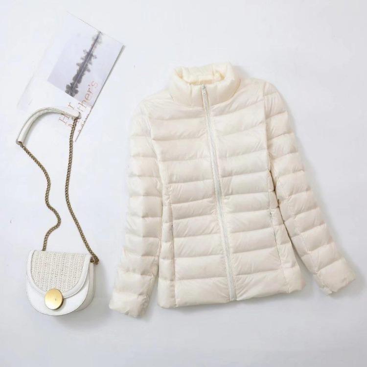 Women Autumn Winter Warm White Duck Down Coat Plus Size Light Slim Short Stand Collar Down Jacket Inner Cloth Outerwear