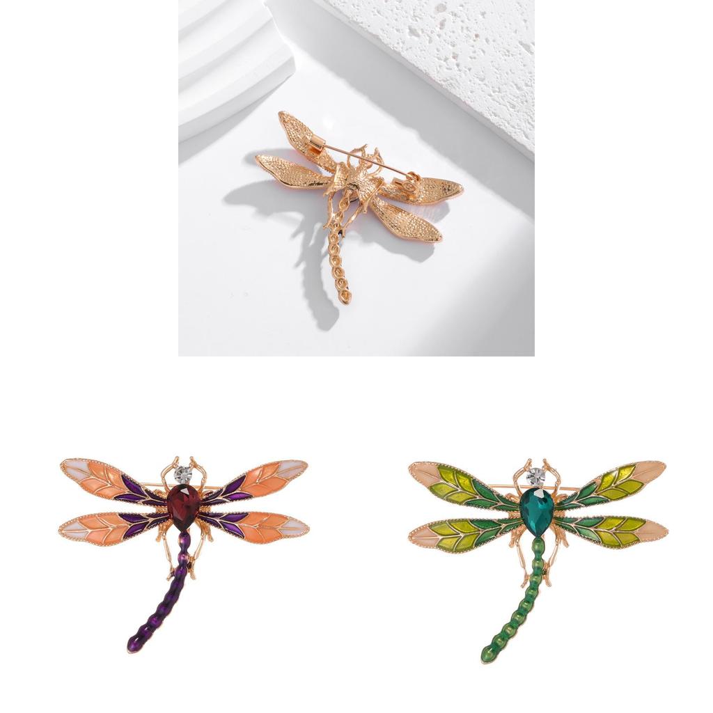 Animal Alloy Brooch With Electroplated Dragonfly Design For Women And Men