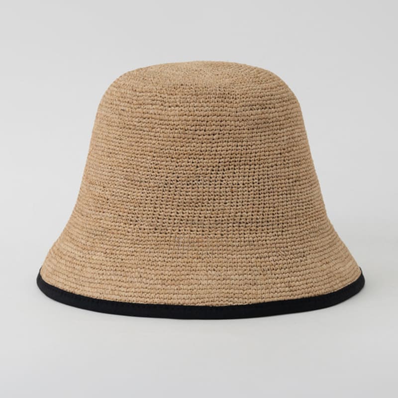 TATIANA Monet Natural Raffia Cloche Bucket Hat HT8183 Black