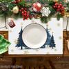 4pcs/6pcs Christmas Placemats for Dining Table, Navy Golden Xmas Trees Kitchen Table Mat, Coffee Mat, Home Decoration, Suitable for Daily Holiday Kitc