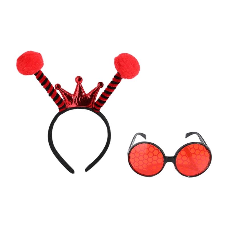 Bumble Bees Costume Kit for Kids Adult Bees Costume Antenna Headband Antenna Glasses for Halloween Cosplay Party Props