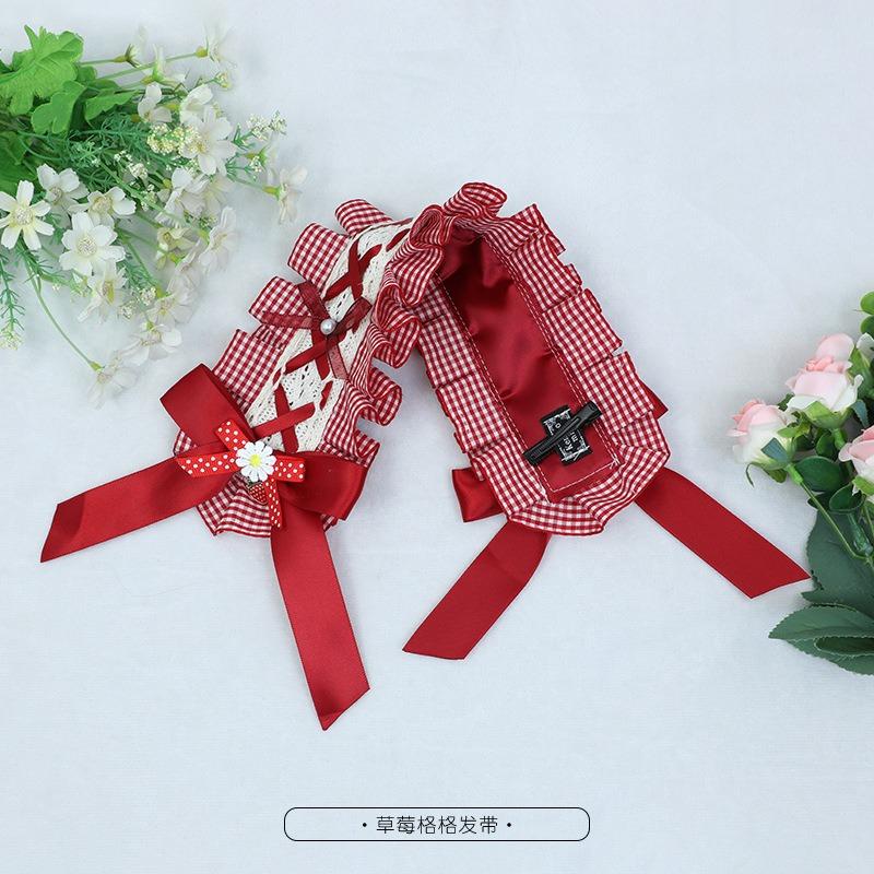 Головной убор аксессуары для волос женские ручной работы модные аксессуары красно-коричневый милый кружевной бант олита повязка