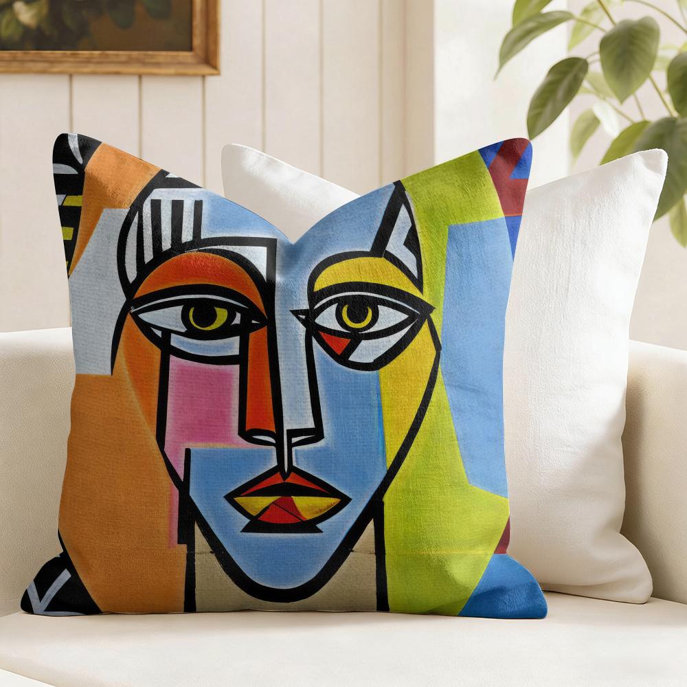 Modern Abstract Painting Cushion Cover Summer Linen Pillow Case Organic Fabric Cushion Cover DoubleSided Print Sofa Home Decor