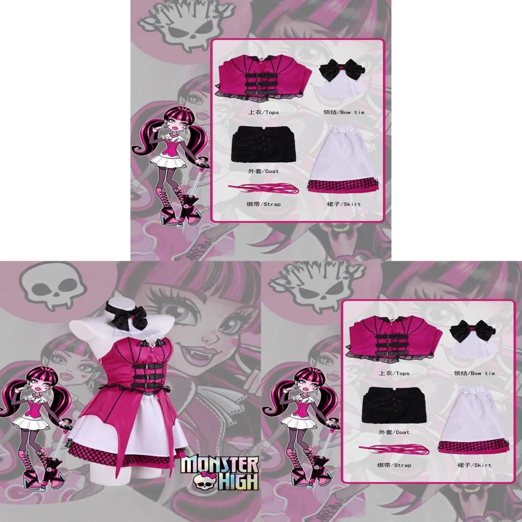 Monster High Draculaura Cosplay Costume For Halloween Vampire Lolita Short Skirt For Women