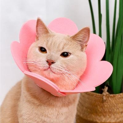 Katzenkegel Genesungskragen Verstellbar Niedlicher Sonnenblumen-Haustierkegel Filz-Genesungskegel für Kätzchen Verhindert Lecken-Beißen Und Kratzen