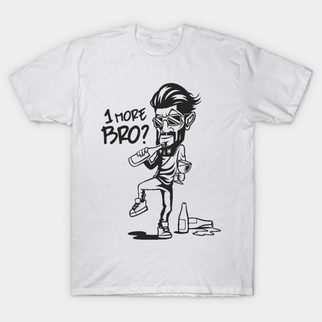 Asian Size Men Black Print T-shirt One More Bro No-Cut Print Cotton Tshirt 3XL белый