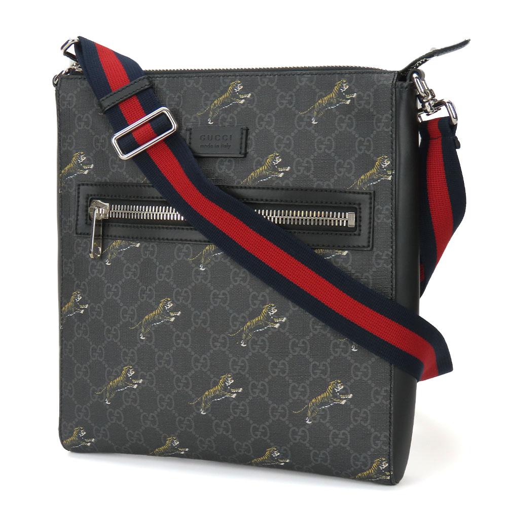 Used GUCCI Shoulder Bag 474137 GG Supreme Canvas Black Gray Dora