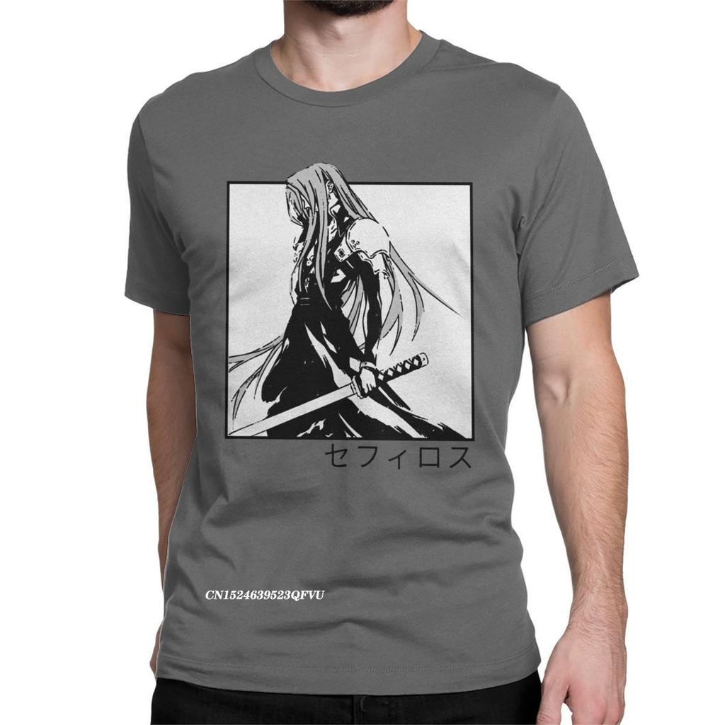 Sephiroth Ffvii Final Fantasy Oversized T-shirt För Män Bomull Fantastisk T-shirt Harajuku T-shirts Grafiska Kläder Unik