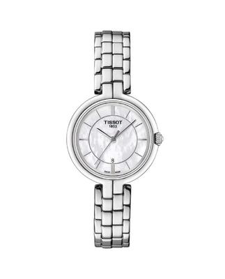 Tissot Damen-Uhr Flamingo mit weißem Perlmuttzifferblatt und Armband (T0942101111100) [Offizieller Import]