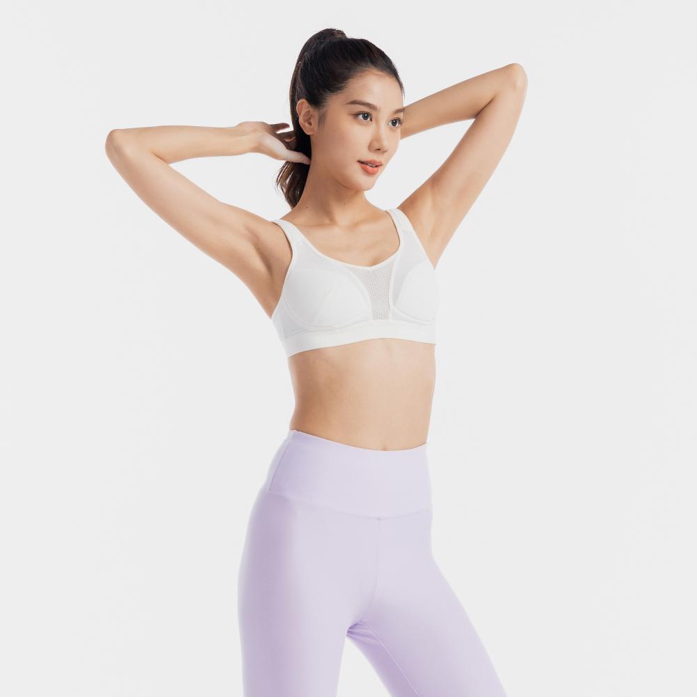 DECATHLON Classic Adjustable Solid Color Breathable Quick Dry Sports Bra Women's Off-White