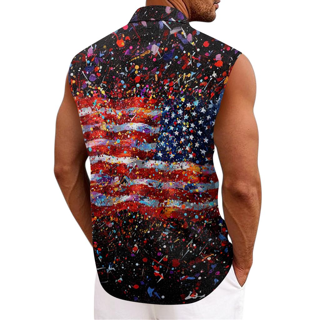 Męska hawajska koszula z klapami zapinana na guziki T-shirt top