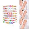 Pack of 8 Trendy Adjustable Bracelets Bohemian Beaded Jewelry with Love Charm Rainbow Colors Gift for Women and Girls