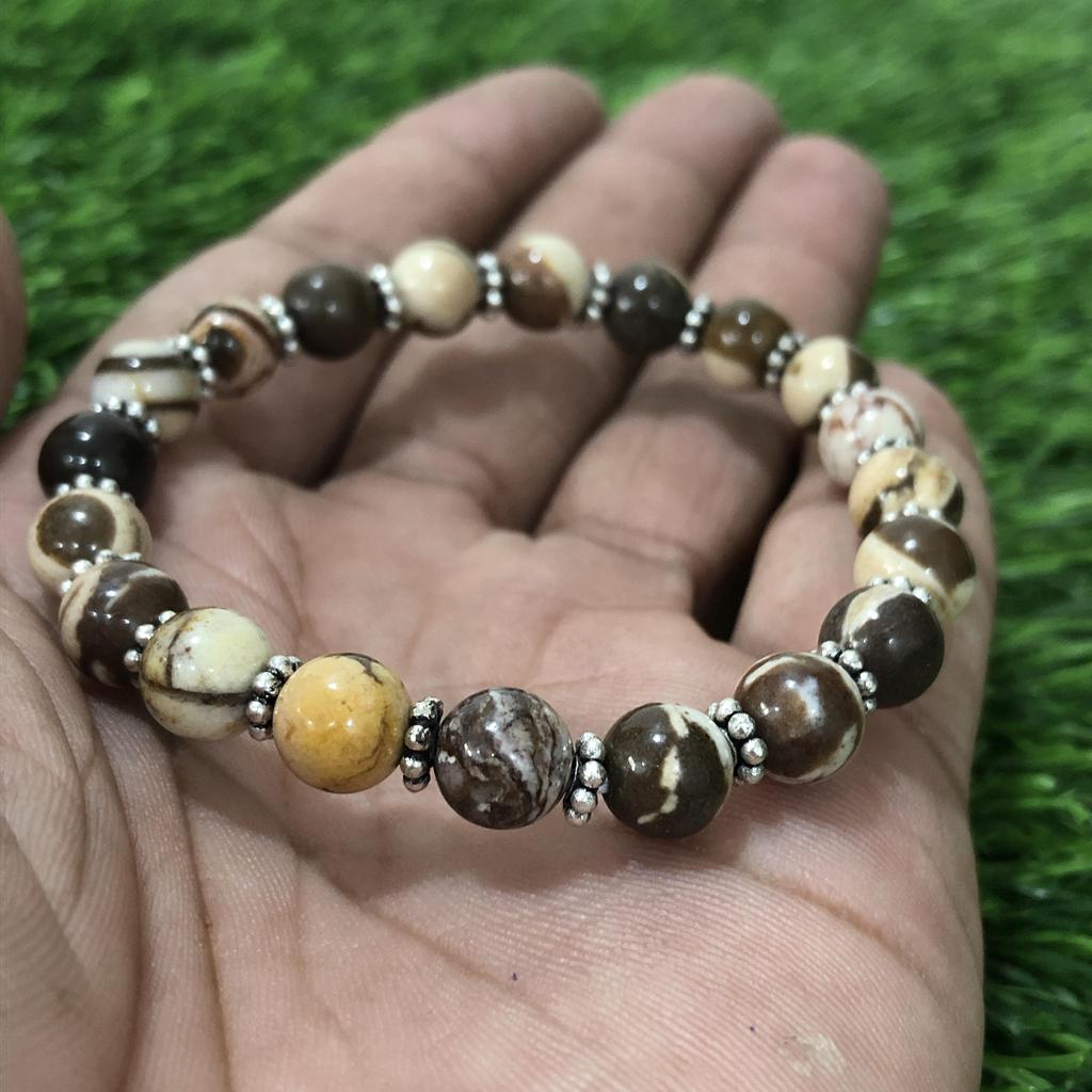 8mm Natural Peanut Wood Jasper Gemstone Beads Jewelry Handmade Charm Bracelet 7.5" For Birthday Gift CSB-2
