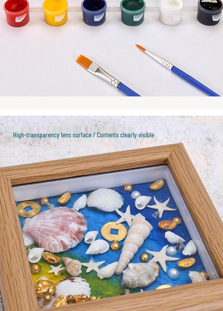 Kit Pittura con Cornice Texturizzata a Conchiglie 3D da Spiaggia - Ornamento Creativo e Regalo di Capodanno