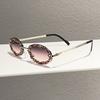 Oval Frame Metal Diamond-encrusted Sunglasses Women's Street Photography High-end Ins Glasses Fashion European and American Trend Sunglasses