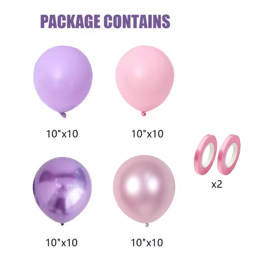 10inch Pink and Purple Latex Balloon Set, Suitable for Weddings, Birthdays, Themed Parties,pre Wedding Parties,family Gatherings
