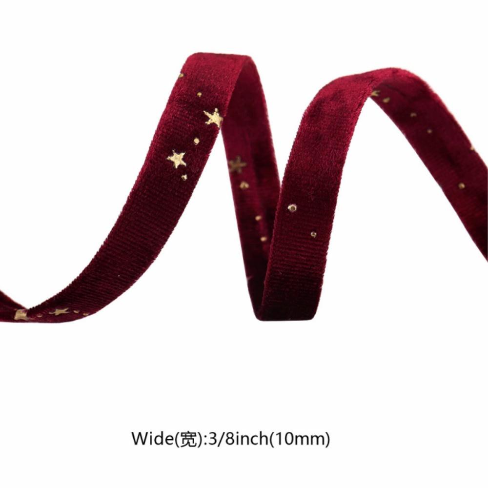 

Double-sided Velvet Ribbons Hair Accessories Hot Stamping Stars DIY Gift Wrapping Wedding Bouquet Christmas Party Supplies Decor