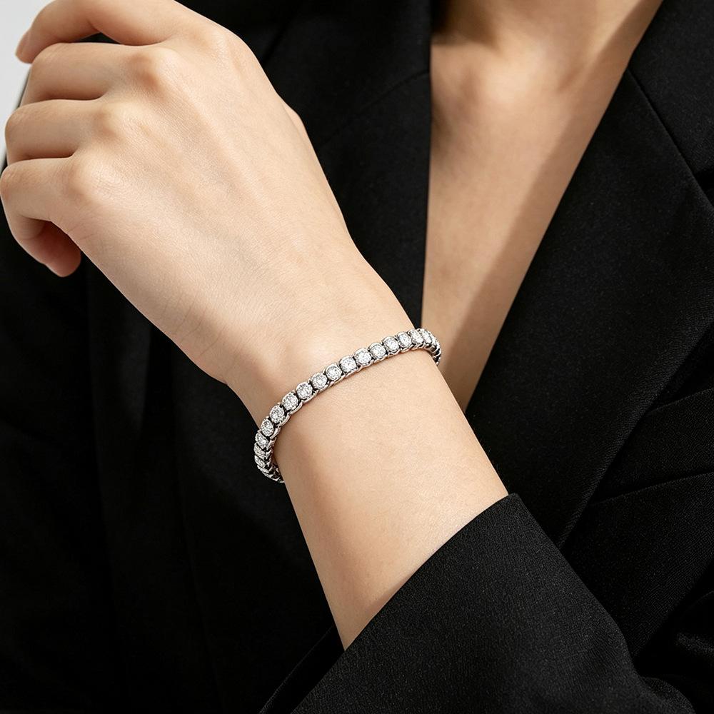 Waterproof 316L Stainless Steel Tennis Bracelet 5A CZ Hip Hop Wrist Jewelry for Men Women Private Label Supplier Bulk Orders