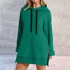 Women's Fashion Casual Sweatshirt Solid Color Long Sleeve Split Hem Long Hoodie