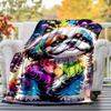 1pc Rainbow Dog Outdoor Flannel Blanket Soft Warm All-Season Throw for Sofa Bed Car Camping Office, Cozy Gift Idea1232S