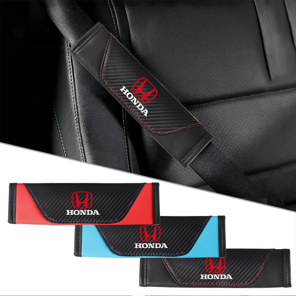 1/2pieces Of Genuine Leather Carbon Fiber Car Seat Belts And Car Accessories For Honda Civic Accord City CR-Z Element Insight aho256