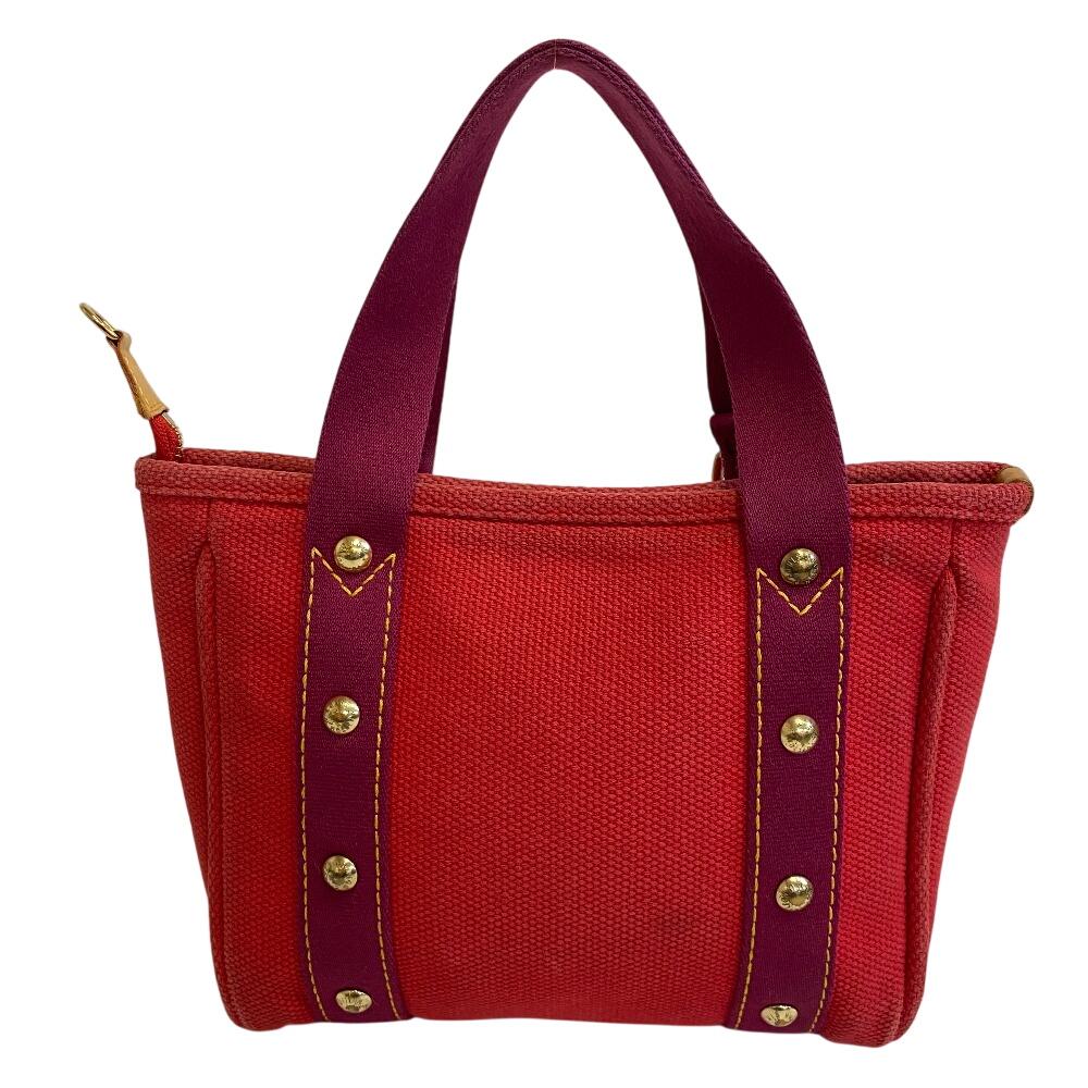 Louis Vuitton M40037 Tote Antigua Canvas Hippo PM Handbag Red Canvas Women Used