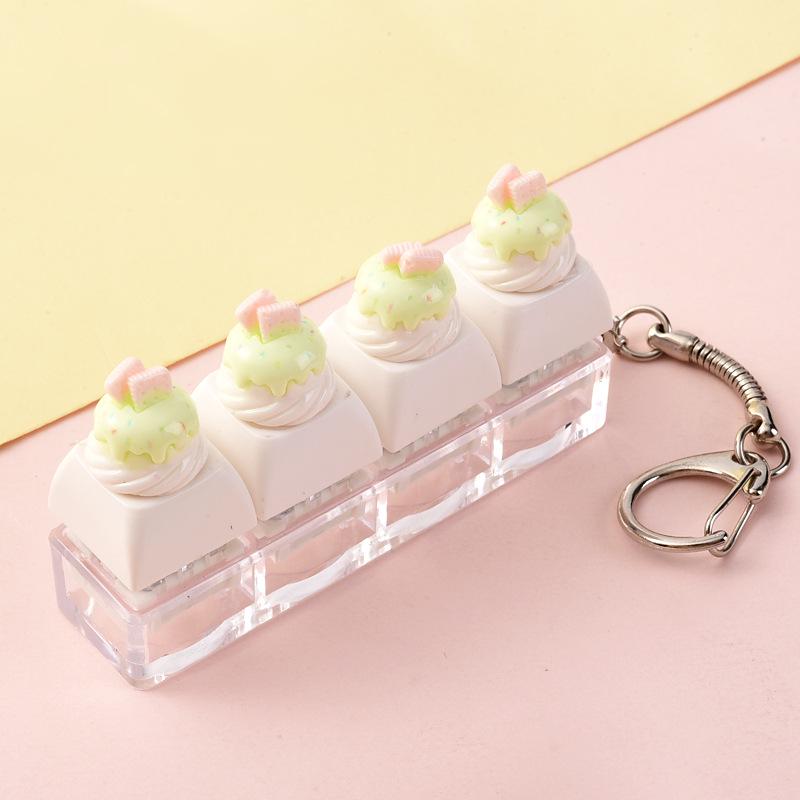 Cartoon Bread Button Squeeze Toy Keychain: Stress Relief and Distraction Gadget