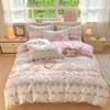 Fresh Simple Soft Washed Cotton Four-Piece Bedding Set: Fitted Sheet, Duvet Cover, Pillowcases - Skin-Friendly and Comfortable.