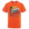California Surfing Santa Monica Beach Printed Clothes Men Breathable Oversize T-Shirt Summer Cotton Tee Clothes Crewneck T-Shirt