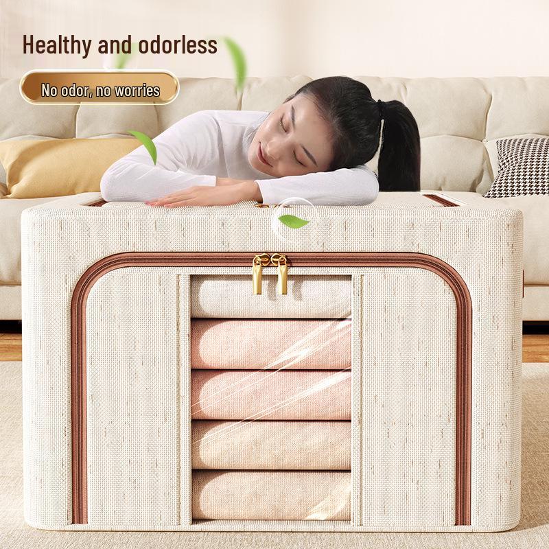 Tianshan Cotton & Linen Patchwork Extra-Large Quilt and Clothes Storage Box with Double Window