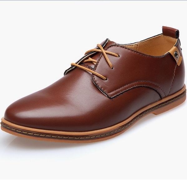 Premium Fashion Casual Pu Leather Men Business Shoes In Brown Black Blue Sizes 6-13