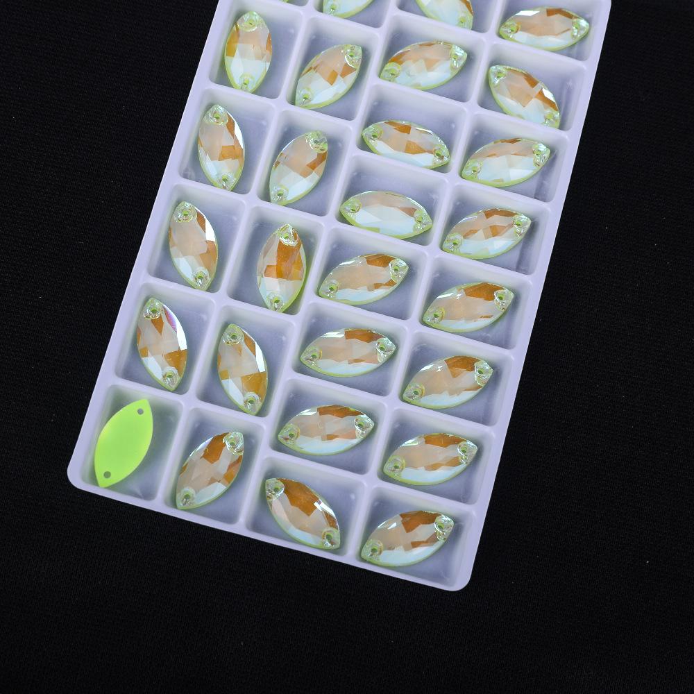 Neon Fluorescent Horse Eye Hand Sewn Drill, Glass Rhinestone Flat Buckle Diy Accessories Clothing Wedding Materials Accessories