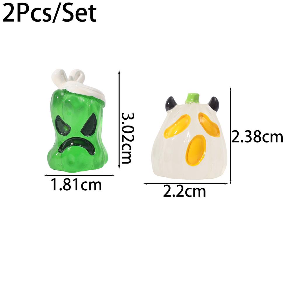 8PCS Spooky Halloween Luminous Pumpkin Ghost Mini Glow In The Dark Resin Craft Statues Vivid Color Home Party Display Kids