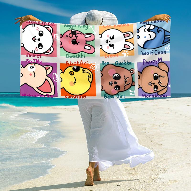 1Pc Adorable Animal Friends Beach Towel Microfiber Beach Towel Thin Absorbent For Beach Swimming Yoga Bath Sports 091742