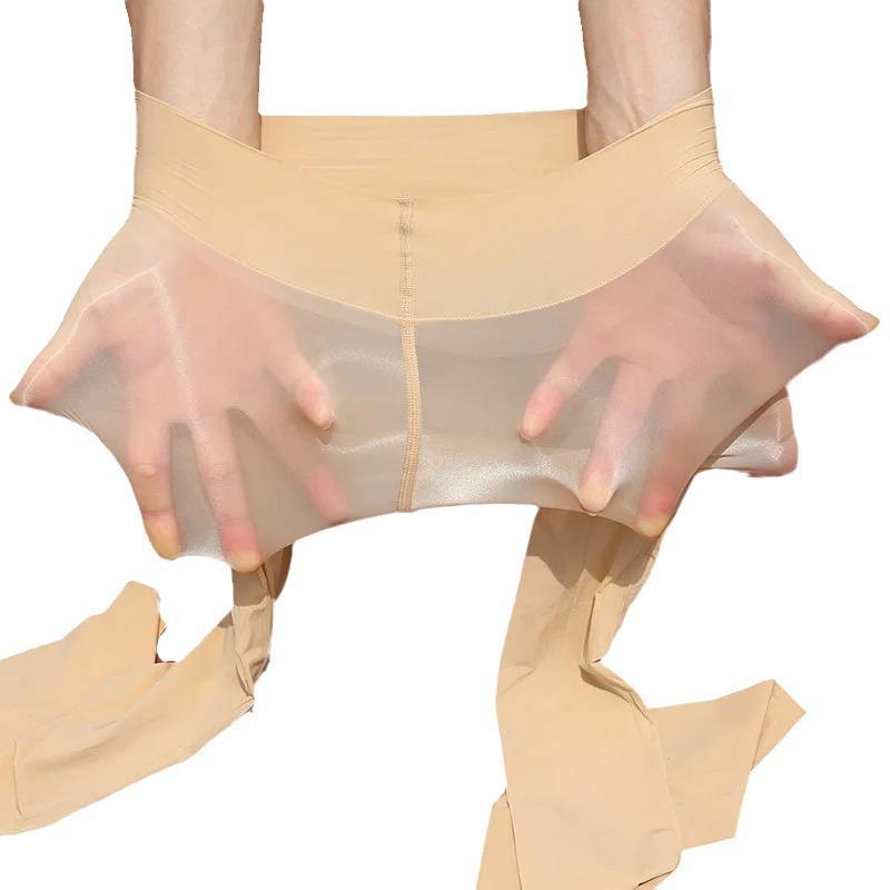 Horse Oil Large Open-Crotch Lace Stockings - Luxurious Silky Knee-Highs for Women