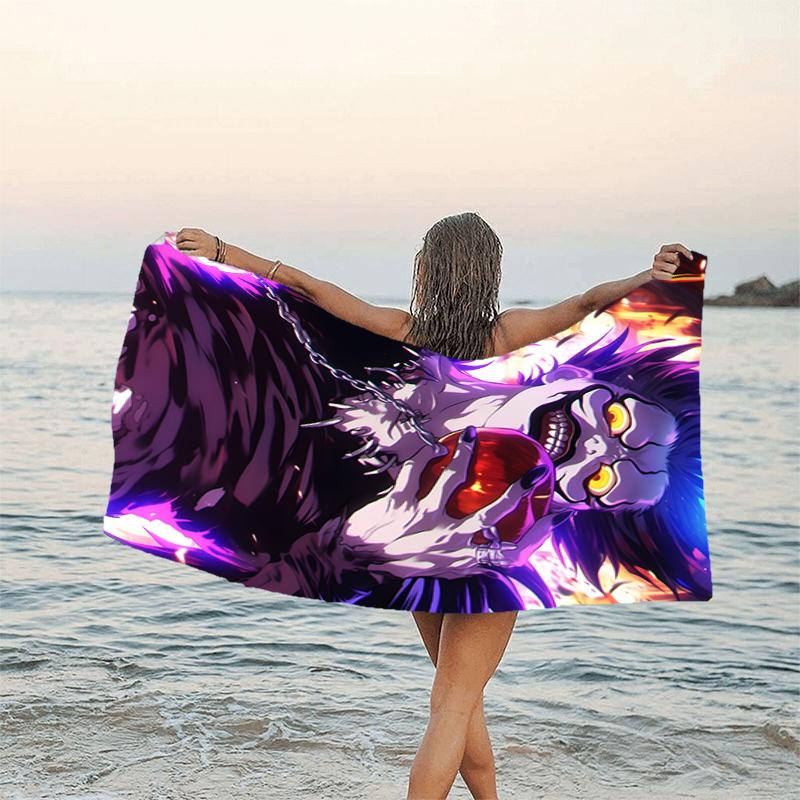 1pc D-Death Note1 Beach Towel, Beach and Seaside Swimming Pool Equipment, Fashion Pattern, Rectangular, Travel Essentials