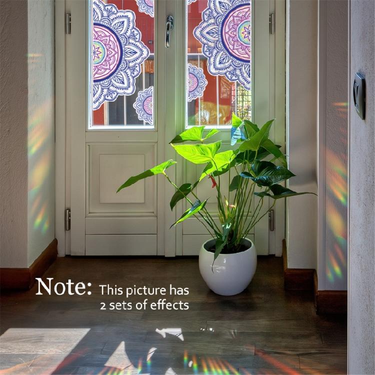 Reflective Rainbow Glass Stickers Colorful Flower Decals Sunlight Dispersing Window Films PVC Clings for Home Decors